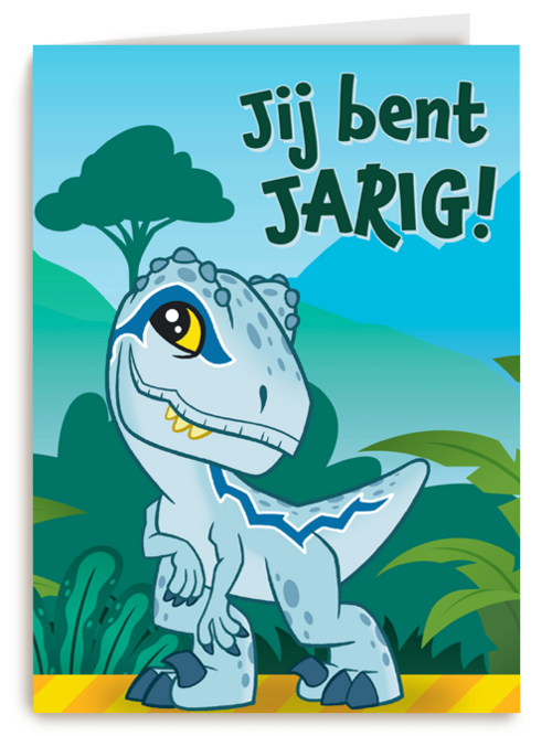Blauwe dino verjaardagskaart