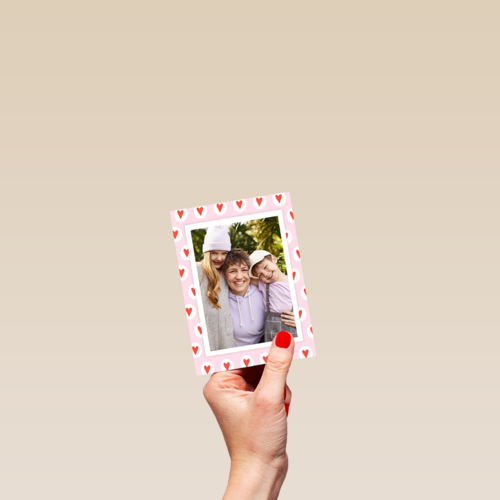 fotokaart roze met hartjes