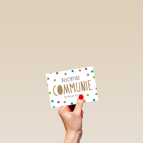 Feestelijke kaart plechtige communie met confetti stipjes