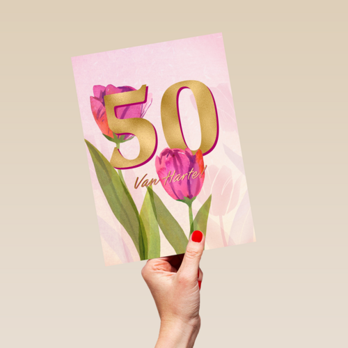 Verjaardagskaart vrouw 50 van harte