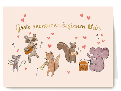Geboortekaart grote avonturen beginnen klein