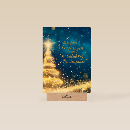 Kerstkaart zakelijk Kerstboom met lichtjes