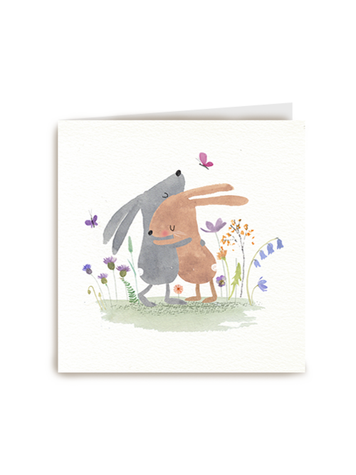 Kaart Hallmark | Condoleance Kaarten Herinnering | Condoleance Konijntjes Knuffelen