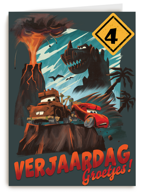 Cars verjaardagskaart met verjaardagsgroetjes