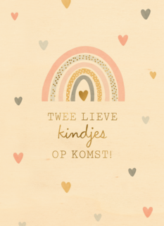 2 lieve kindjes op komst met regenboog