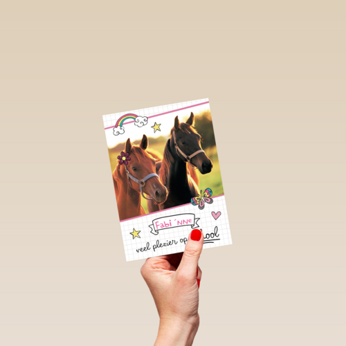 back to school veel plezier op school paardenkaart