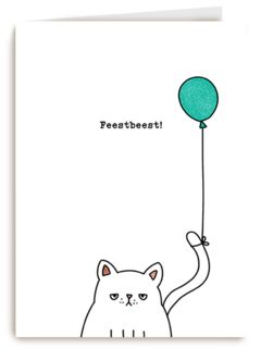 Verjaardagskaart Kat Feestbeest