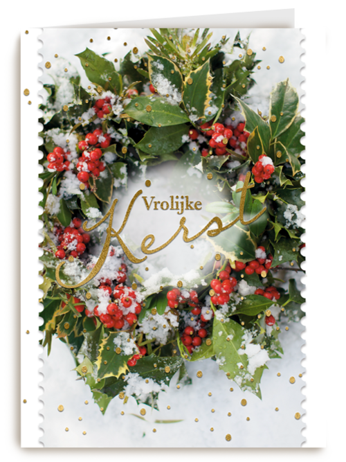 kerstkaart klassiek vrolijke kerst kerstkrans