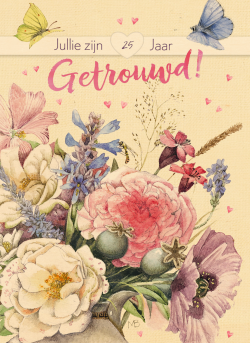 Houten Kaart Huwelijksjubileum | Houten Kaart Hallmark | Huwelijksjubileum | Huwelijkskaart 25 Jaar Getrouwd Marjolein Bastin