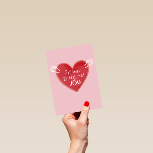 Valentijnskaart hart met ik Ik ben zo blij met jou