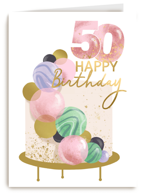 Verjaardagskaart 50 taart Happy Birthday