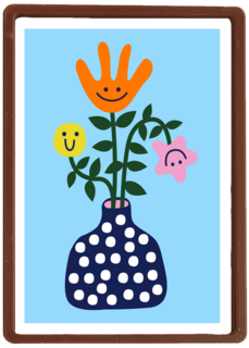 Zomaar kaartje vaas met bloemen smileys