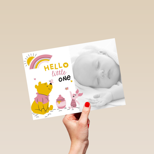 fotokaart hello little one winnie en knorretje