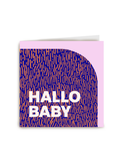 Paarse design kaart hallo baby