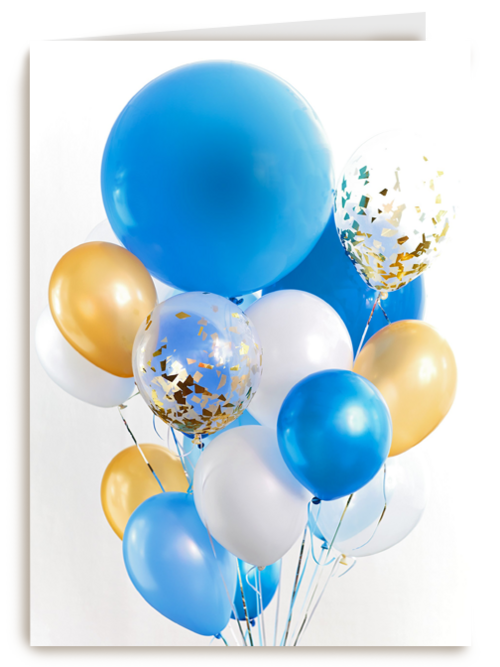 van harte met deze blauwe ballonnen