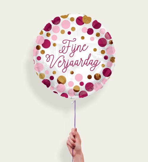 Ballon Fijne Verjaardag Roze en Goud Eco