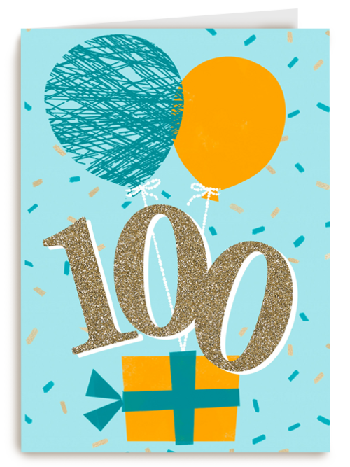 verjaardagskaart 100 jaar met ballonnen
