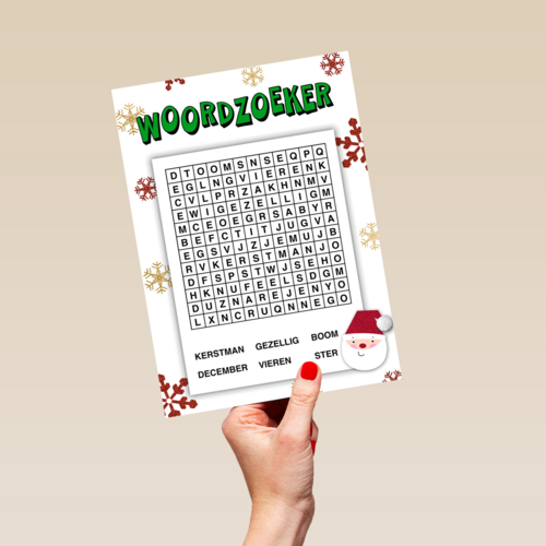 Kerstkaart hart onder de riem Woordzoeker