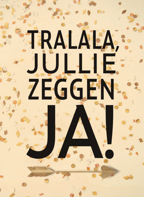 Houten Kaart Felicitatie Huwelijk | Houten Kaart Hallmark | Felicitatie Huwelijk | Huwelijks Kaart Tralala Jullie Zeggen Ja Met Confetti