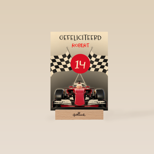 Verjaardagskaart raceauto