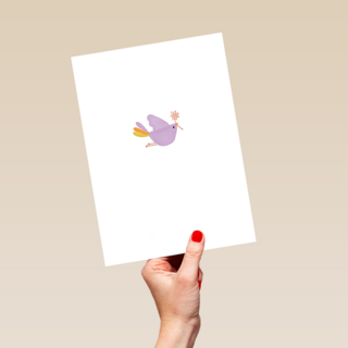 Sterktekaart vogel met bloem