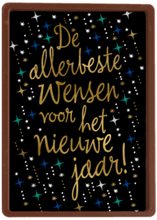 nieuwjaarskaart klassiek zwart met sterren