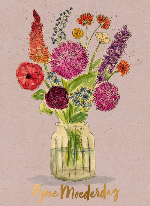 Houten Kaart Moederdag | Houten Kaart Hallmark | Moederdag | Moederdag Fijn Boeket