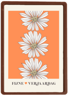 Verjaardagskaart oranje met bloemen