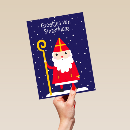 Sinterklaaskaart getekend Groetjes van Sinterklaas