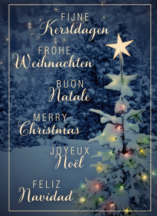 Houten kaart Kerst | Hallmark | Houten kaart Kerst | Hallmark | Meertalige seeuw in het bos