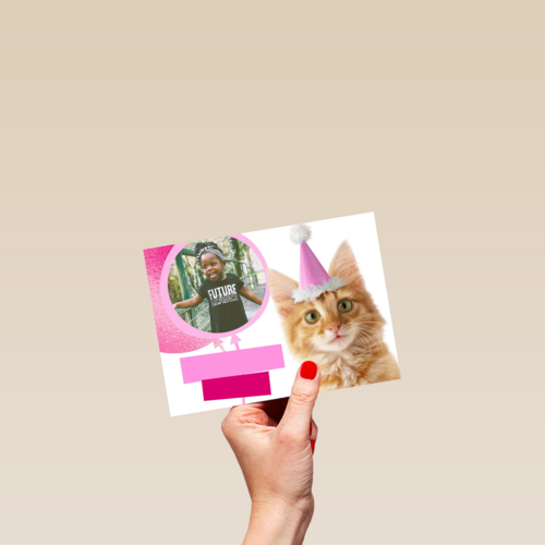 fotkaart met feestlijke kat
