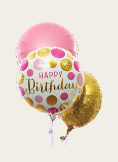 Ballonnentros Happy Birthday Goud Roze