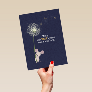 Condoleance kaart muisje met paardenbloem