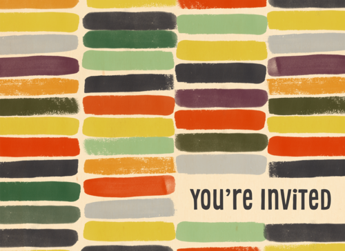 Houten Kaart Kinderfeest | Houten Kaart Hallmark | Kinderfeest | You Are Invited Kleurrijke Strepen