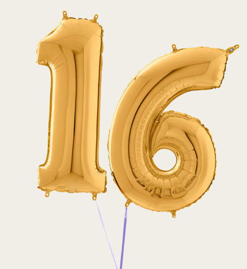 Cijferballon 16 Jaar Goud XL