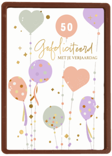 Verjaardagskaart ballonnen en hartjes leeftijd