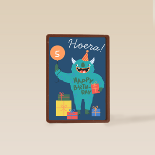 Hoera monsterkaart Happy Birthday