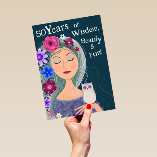 Verjaardagskaart 50 vrouw 50 years of