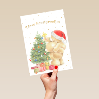Kerstkaart foreverfriends kerstboom optuigen
