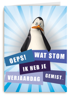 Penguins verjaardag te laat kaart