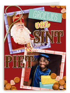 Sinterklaas kaart groetjes van Sint en piet