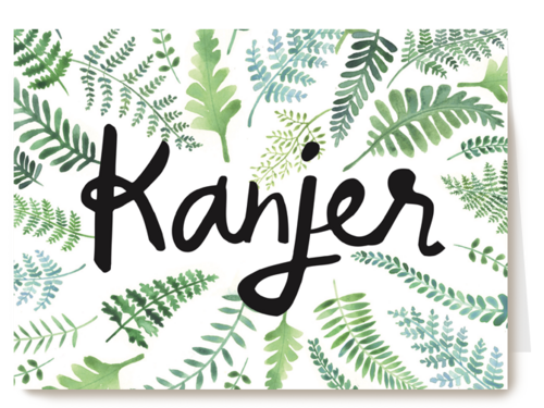 botanical kaart bladeren met het woord kanjer