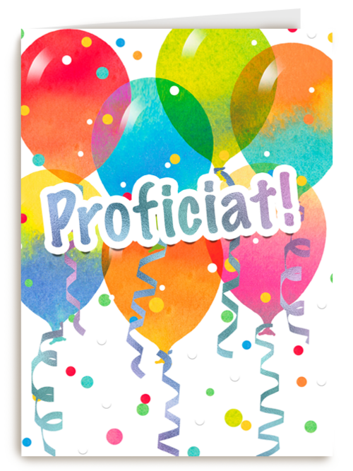 proficiat met ballonnen en confetti