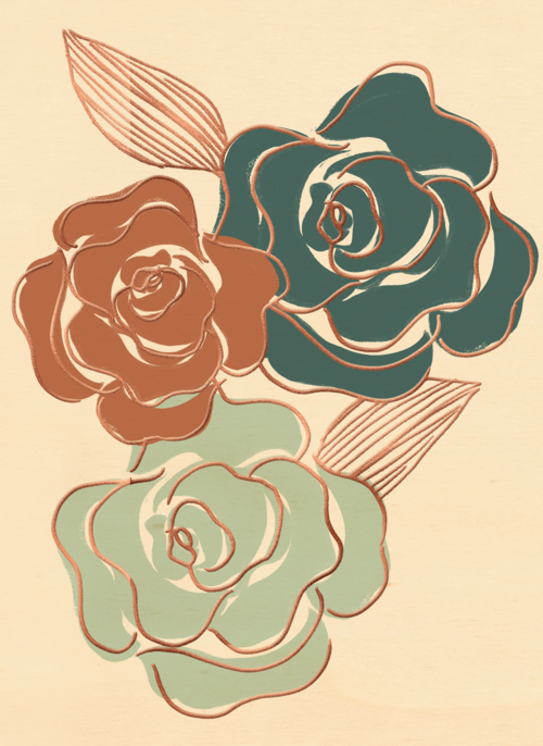 Houten Kaart Beterschapskaarten | Houten Kaart Hallmark | Beterschapskaarten | Bloemen Met Metallic Kleur