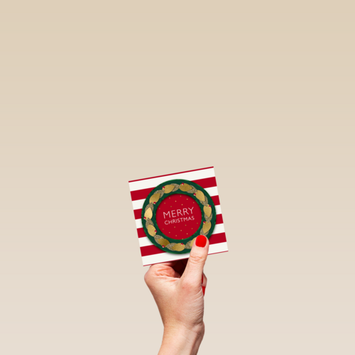 Kerstkaart klassiek ronde kerstkrans