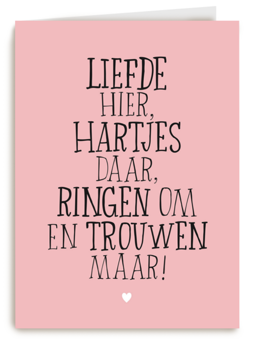 Kaart Hallmark | Felicitatie Huwelijk | Huwelijks Kaart Liefde Hier Hartjes Daar Ringen Om En Trouwen Maar