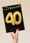 Verjaardagskaart leeftijden 40 ballonletters