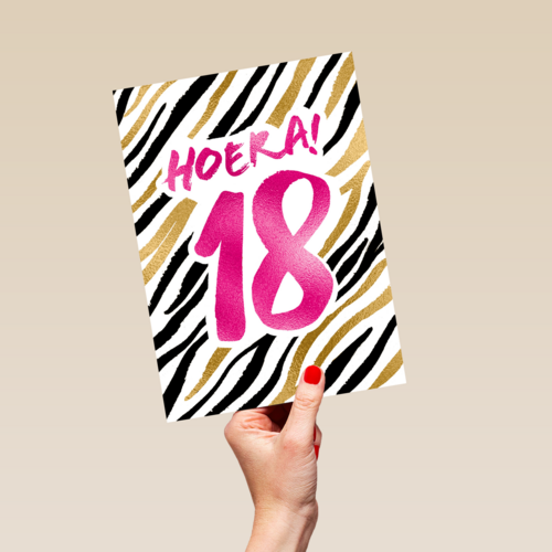 Verjaardagskaart Hoera 18 meisje vrouw