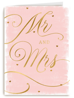 Trouwdagkaart Mr and Mrs Roze met goud