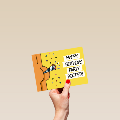 Verjaardagskaart man grappig Happy birthday party pooper